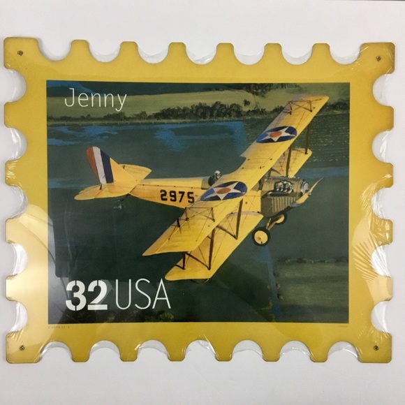 Wall Art Postage Stamp Jenny Airplane Metal Decor Poshmark